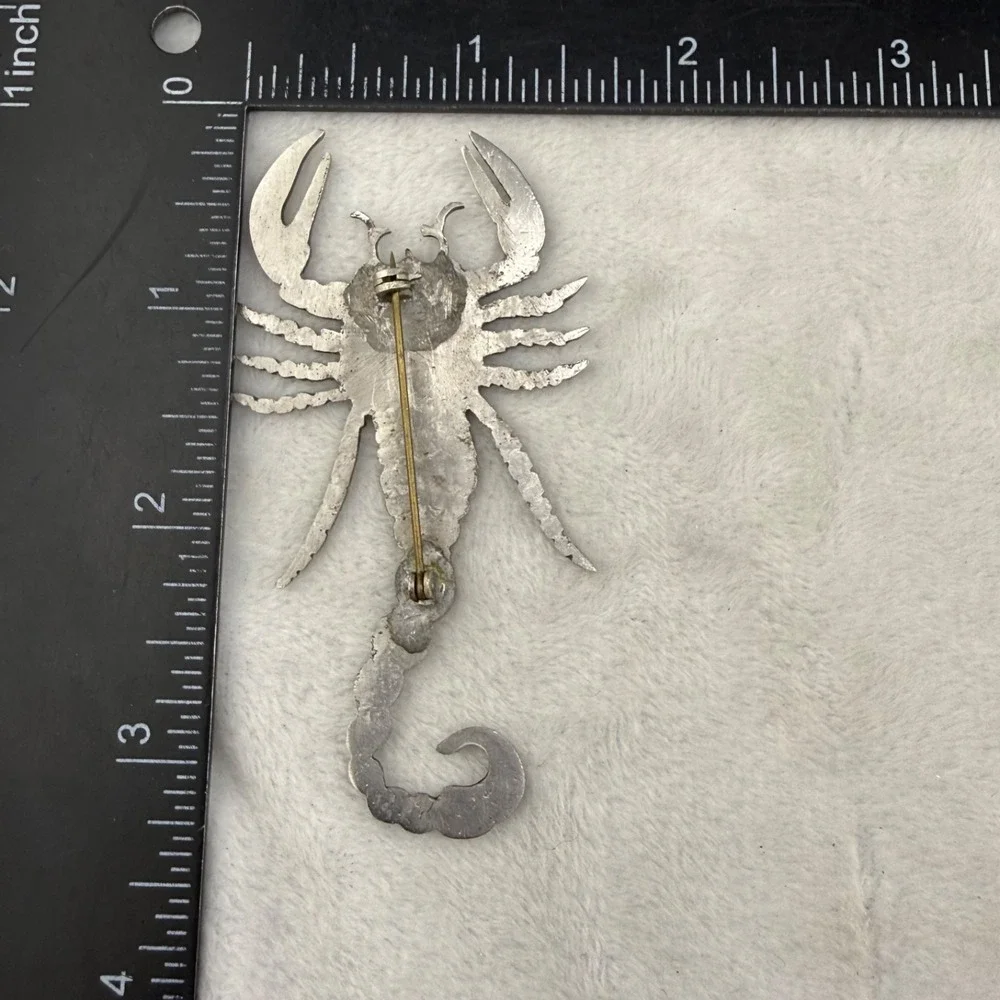 Vintage Scorpion Brooch Silver Tone Ocean Sea Life Large
